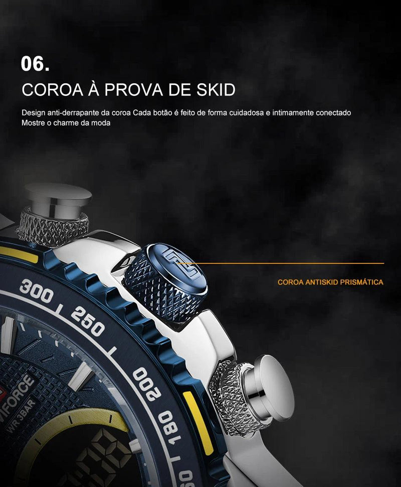 Naviforce men assist topo marca de luxo grande dial relógios do esporte dos homem