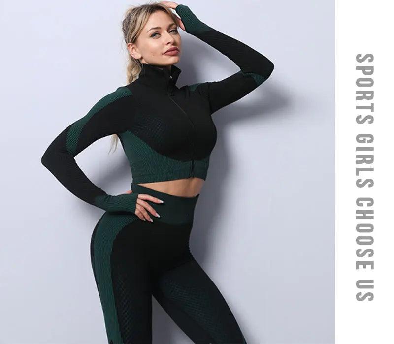 Top leggings sem costura feminino para academia, roupas esportivas para treino