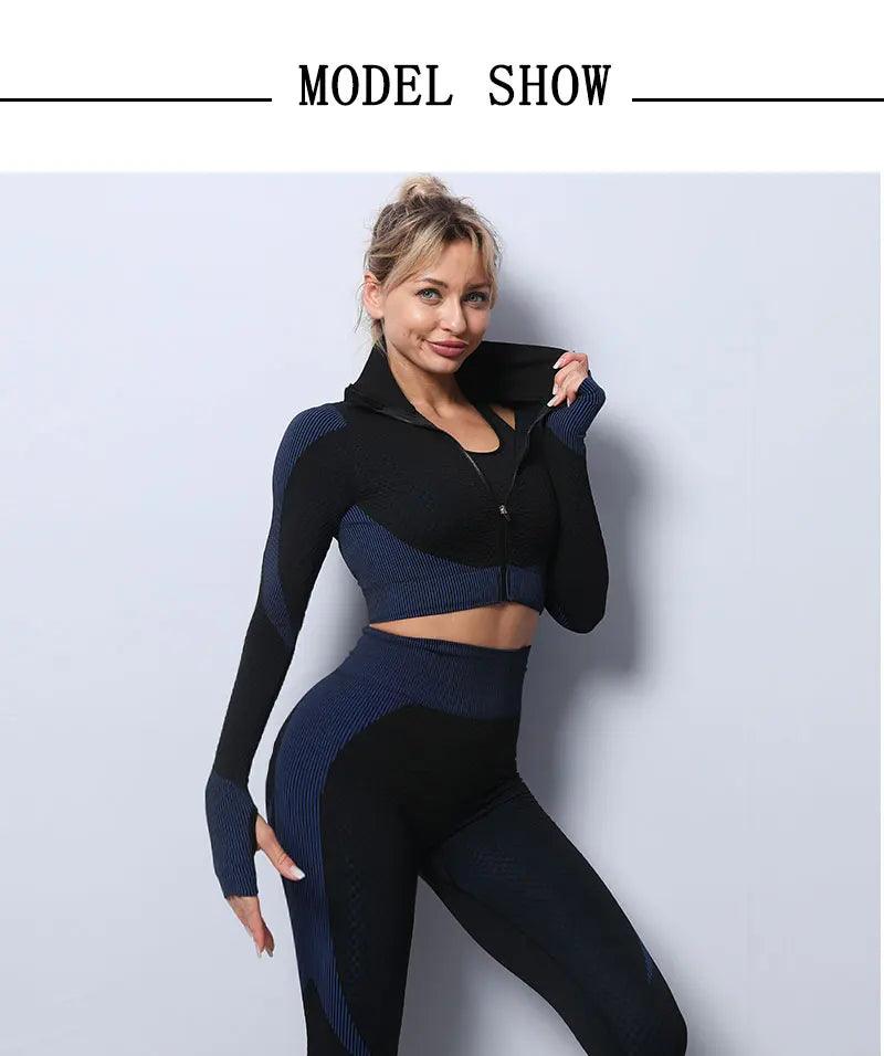 Top leggings sem costura feminino para academia, roupas esportivas para treino