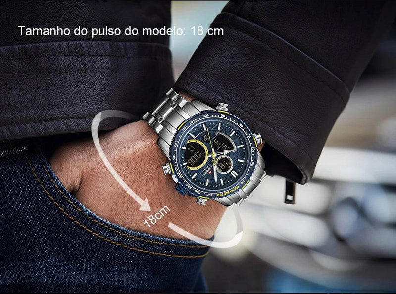 Naviforce men assist topo marca de luxo grande dial relógios do esporte dos homem