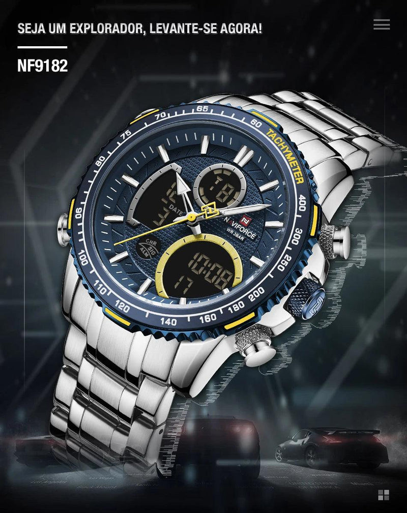 Naviforce men assist topo marca de luxo grande dial relógios do esporte dos homem