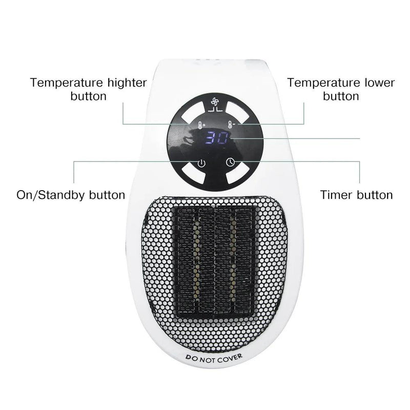 Aquecedor elétrico portátil, uso doméstico, plugado na tomada, controle remoto 500w