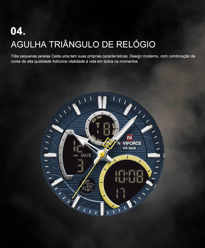 Naviforce men assist topo marca de luxo grande dial relógios do esporte dos homem