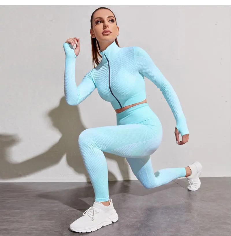 Top leggings sem costura feminino para academia, roupas esportivas para treino