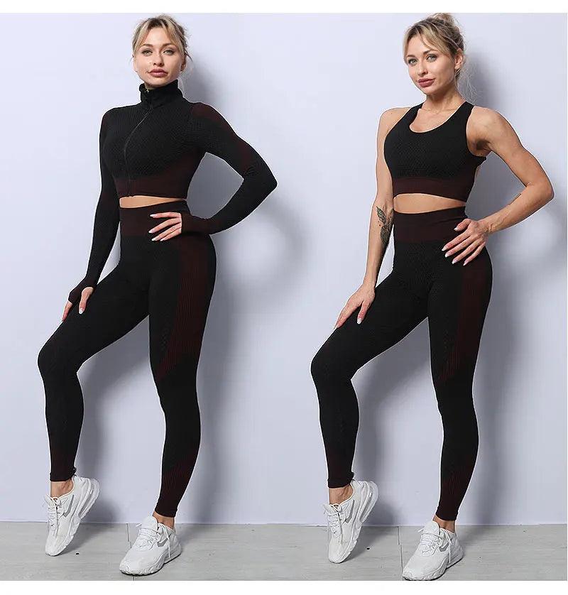 Top leggings sem costura feminino para academia, roupas esportivas para treino