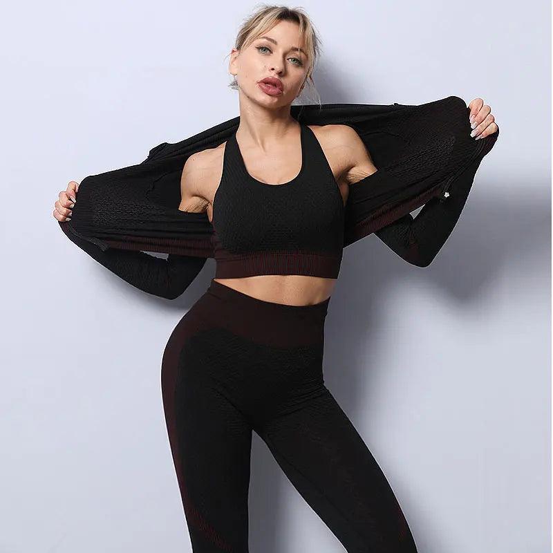 Top leggings sem costura feminino para academia, roupas esportivas para treino