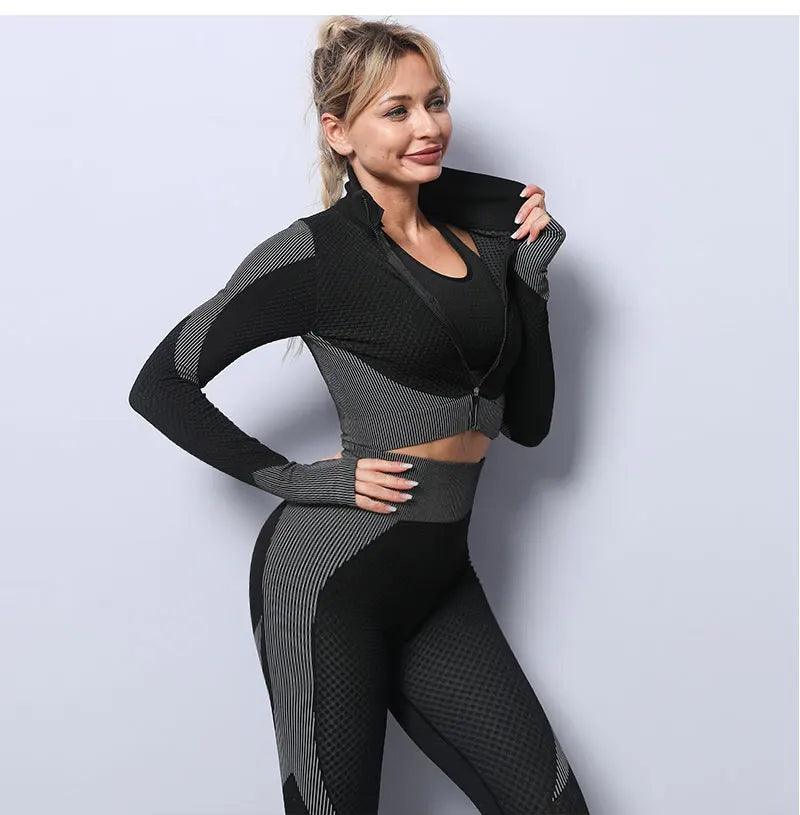 Top leggings sem costura feminino para academia, roupas esportivas para treino