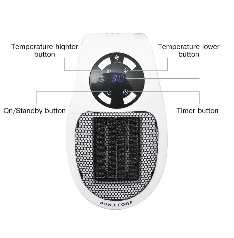 Aquecedor elétrico portátil, uso doméstico, plugado na tomada, controle remoto 500w