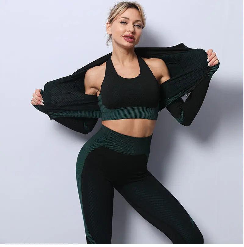 Top leggings sem costura feminino para academia, roupas esportivas para treino