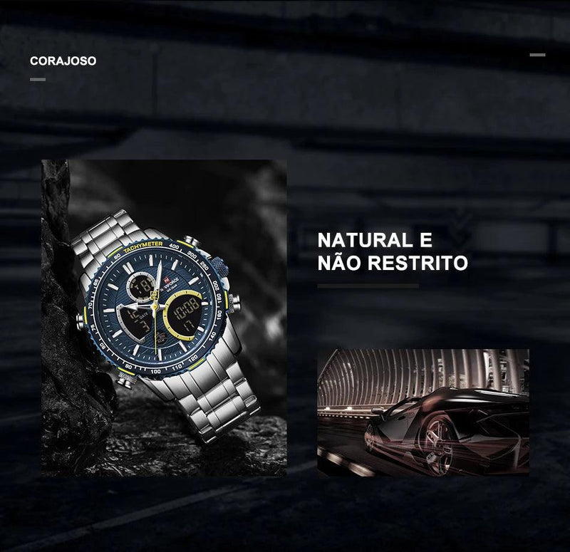 Naviforce men assist topo marca de luxo grande dial relógios do esporte dos homem