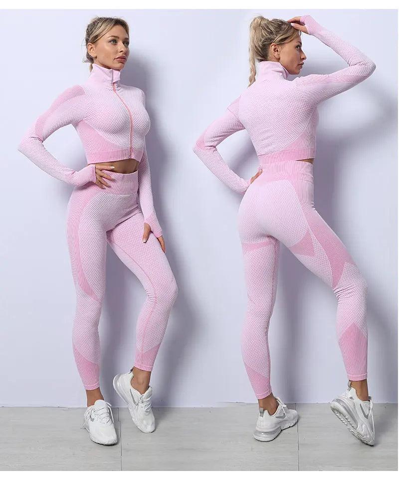 Top leggings sem costura feminino para academia, roupas esportivas para treino