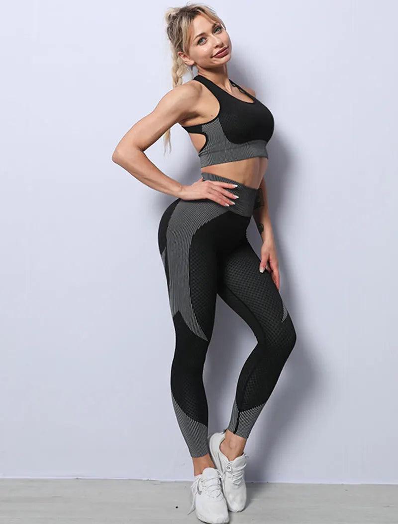 Top leggings sem costura feminino para academia, roupas esportivas para treino