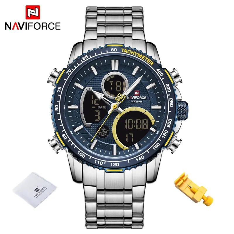 Naviforce men assist topo marca de luxo grande dial relógios do esporte dos homem