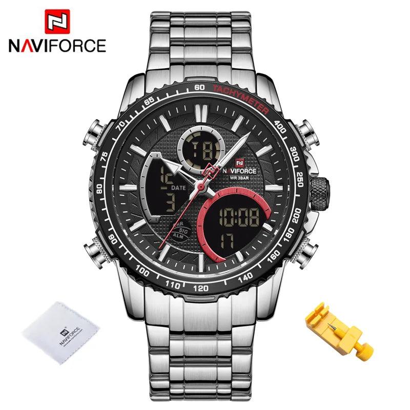 Naviforce men assist topo marca de luxo grande dial relógios do esporte dos homem