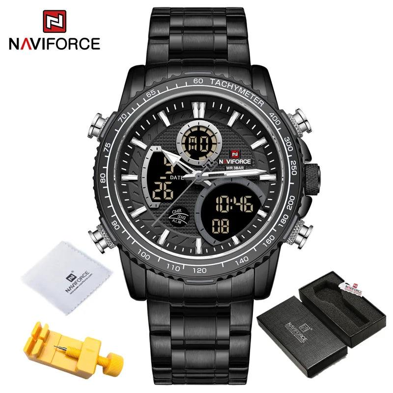 Naviforce men assist topo marca de luxo grande dial relógios do esporte dos homem