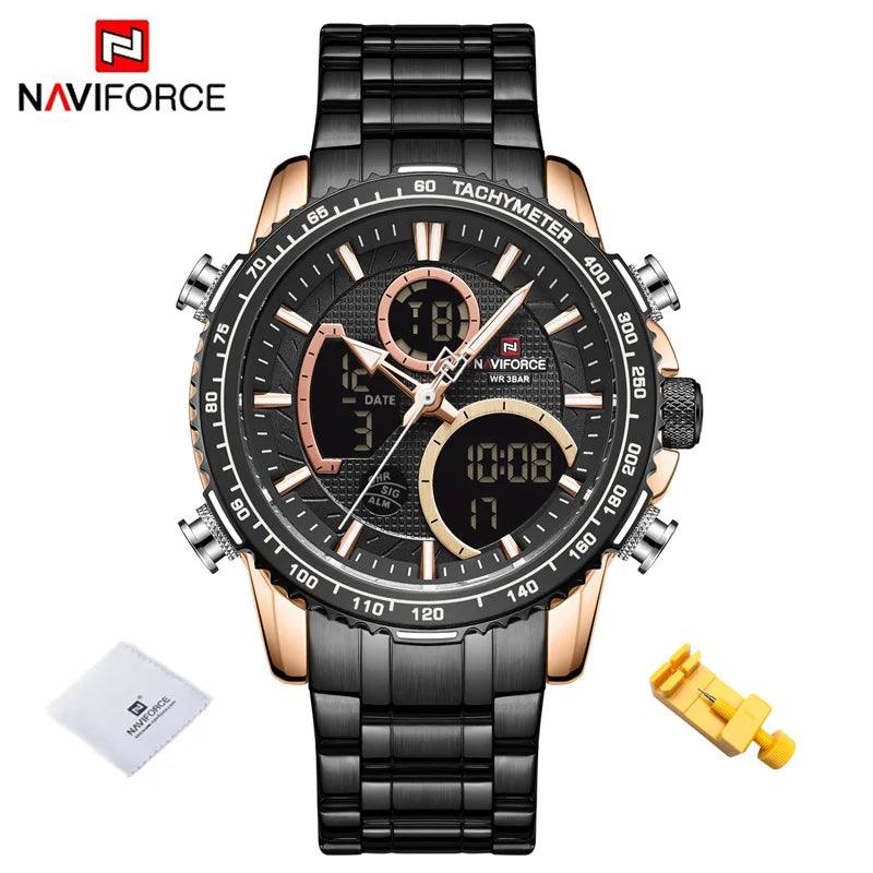 Naviforce men assist topo marca de luxo grande dial relógios do esporte dos homem