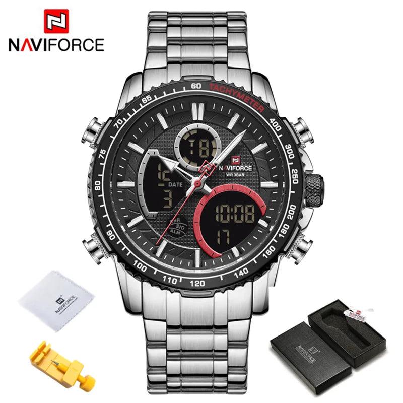 Naviforce men assist topo marca de luxo grande dial relógios do esporte dos homem