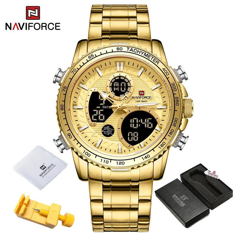 Naviforce men assist topo marca de luxo grande dial relógios do esporte dos homem