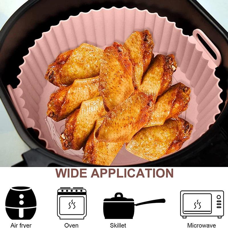 Cesta De Silicone Reutilizável Airfryer, Bandeja De Cozimento De Forno