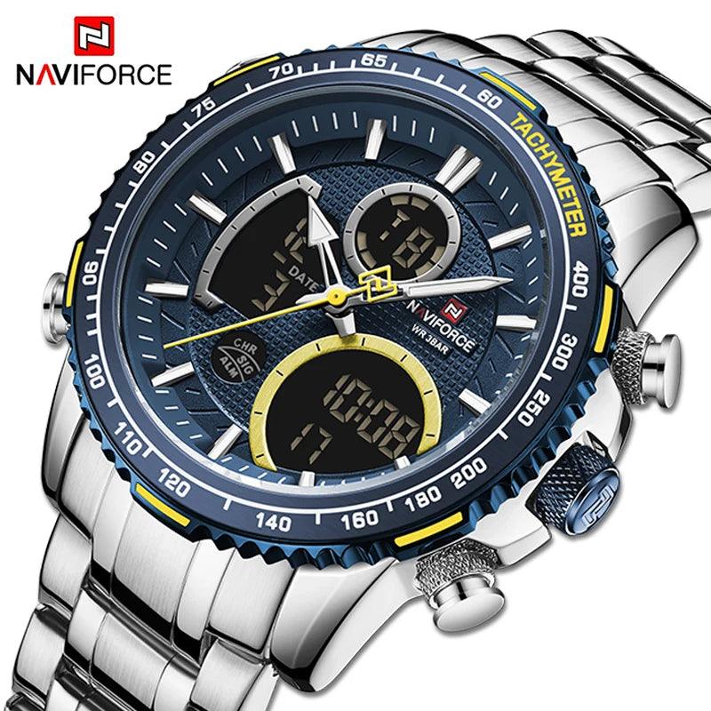 Naviforce men assist topo marca de luxo grande dial relógios do esporte dos homem