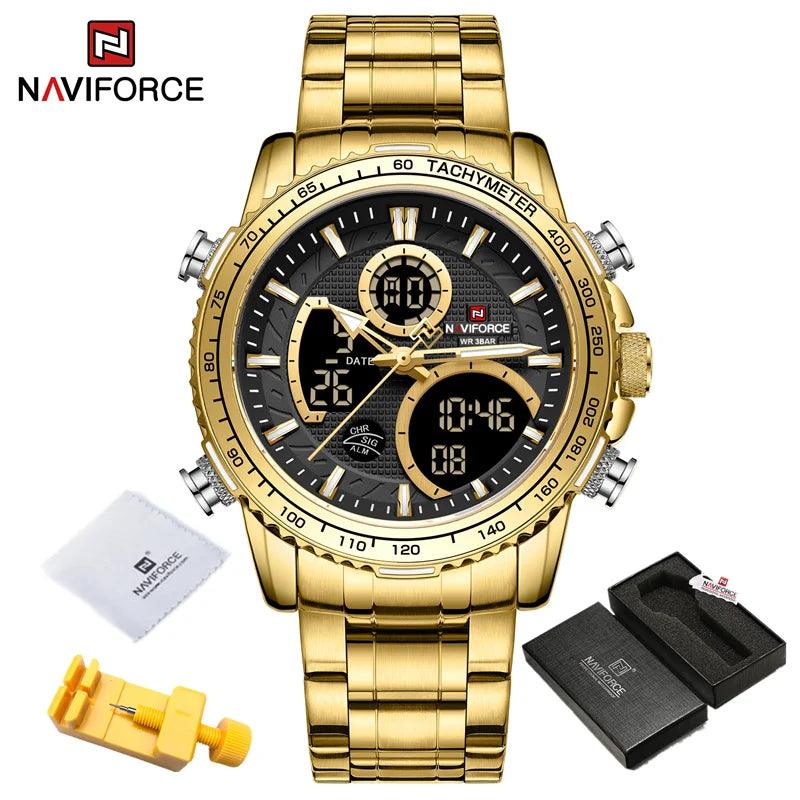 Naviforce men assist topo marca de luxo grande dial relógios do esporte dos homem