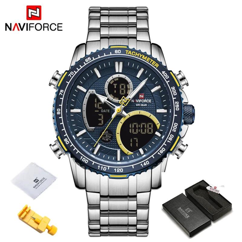 Naviforce men assist topo marca de luxo grande dial relógios do esporte dos homem