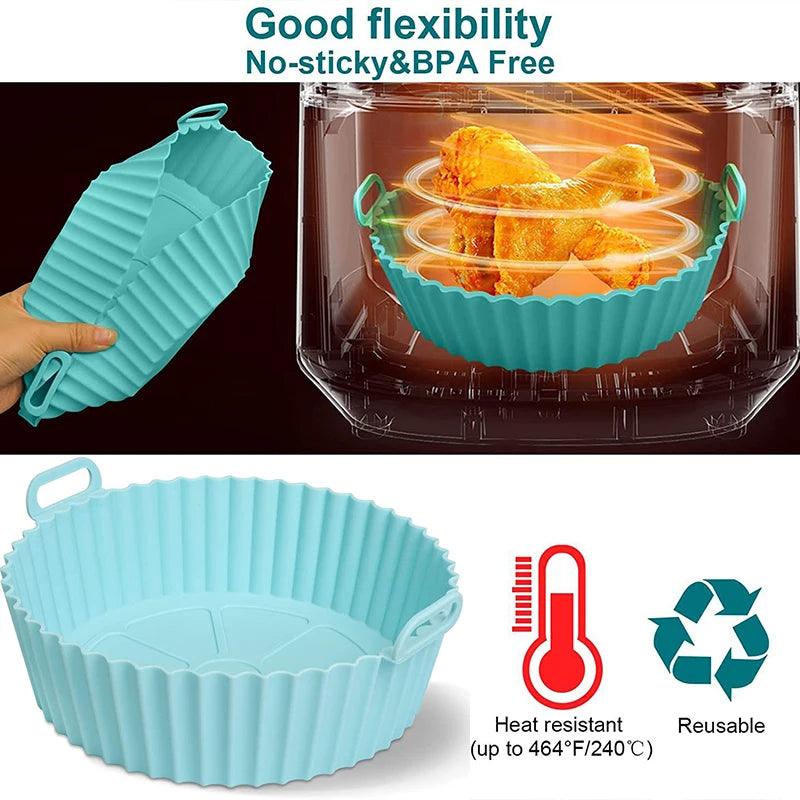 Cesta De Silicone Reutilizável Airfryer, Bandeja De Cozimento De Forno