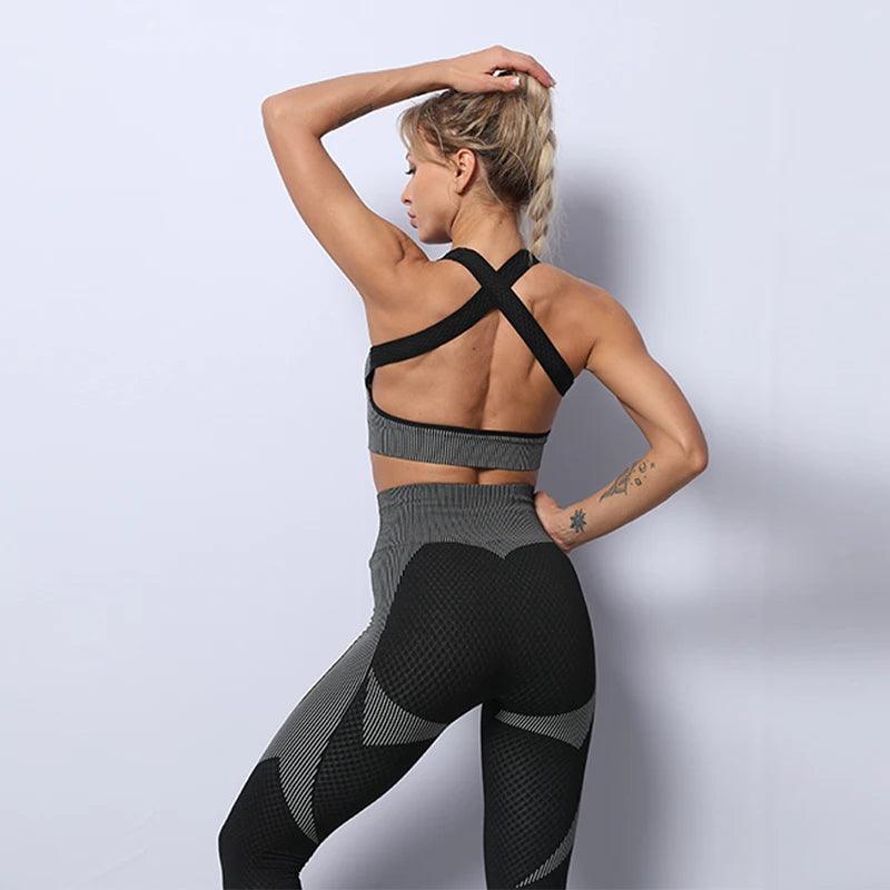 Top leggings sem costura feminino para academia, roupas esportivas para treino