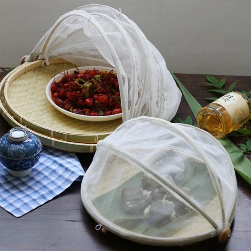 Cesto para servir comida anti-mosquito, mão-tecido, bandeja