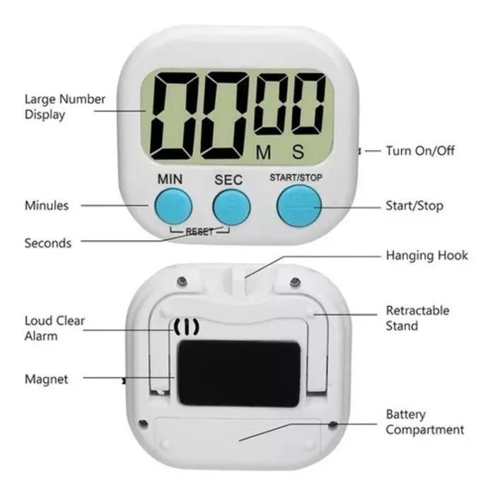 TIMER DE COZINHA CRONOMETRO TEMPORIZADOR LCD DIGITAL DESPERTADOR