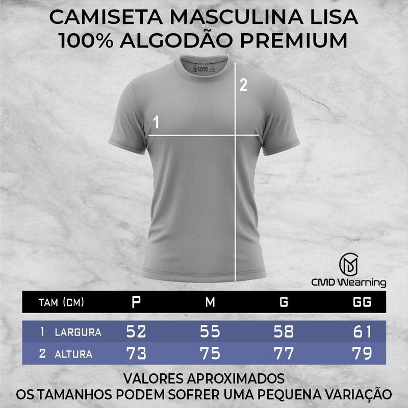 CAMISETA MASCULINA ESTAMPADA 100% ALGODÃO PREMIUM - CMD