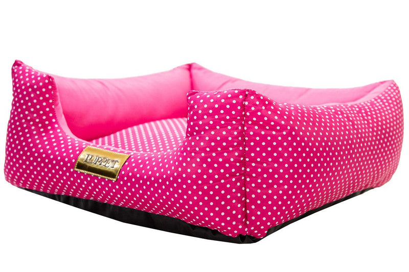 Cama Quadrada para Cachorro ou Gato Luppet Luxo Rosa Poa (LP8018-04)