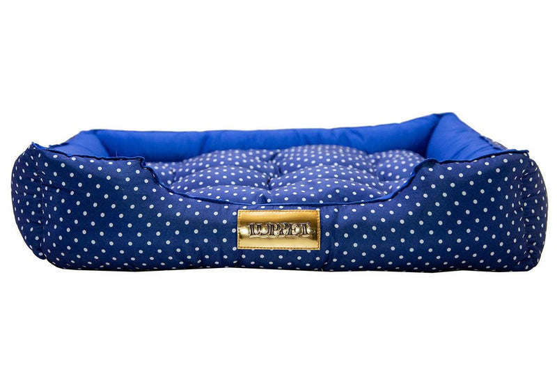 Cama Retangular para Cachorro ou Gato Luppet Luxo Azul Bolinhas Tamanho:GG