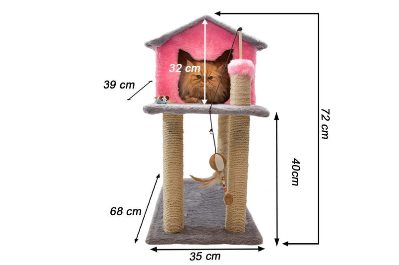 Casinha de Gato com Arranhador Sustentável Luppet Rosa e Cinza (LP9035-04)